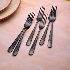Black Flame Eco-Friendly Stainless Steel <b>Forks</b> and Salad <b>Forks</b> (Set of 6) for Home and Restaurant Use - Product Image 2