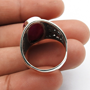 แหวนพลอยทับทิมธรรมชาติทำมือแหวนเงิน925สไตล์คลาสสิก - Product Image 5