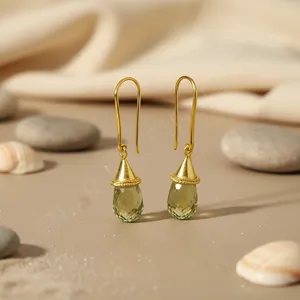 Pendientes Largos de Amatista Verde Vintage Glamorosos para Mujer - Joyería de Regalo en Oro de 18K - Product Image 2