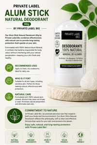 Desodorante Natural en Barra de Alumbre de Marca Privada 60g OEM |   Desodorante Mineral Vegano Orgánico |   España UE - Product Image 3