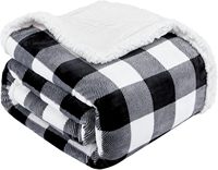 Couverture en flanelle ultra-douce et luxueuse, motif à carreaux, 50 x 60 pouces, 100% polyester, dos en polaire sherpa, fabriquée en Inde