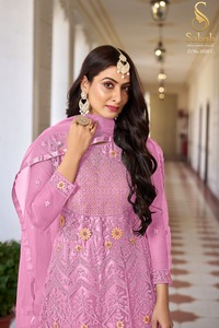 Exclusive Embroidered Butterfly <b>Net</b> Salwar Kameez Set Ethnic Modern Designs Satin Bottom Women Winter Wear Indian Pakistani - Product Image 6