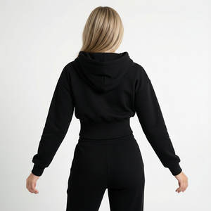 Sudaderas Cortas de Mujer con Diseño Personalizado, Tallas y Colores a Elección, Cintura Alta, Dobladillo de Corsé, Hombros Caídos, Felpa de Algodón Grueso - Product Image 3