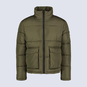 Veste matelassée d'hiver pour homme de qualité supérieure, grande taille, fermeture éclair, col montant, imperméable, avec capuche et poches avant avec logo - Product Image 4