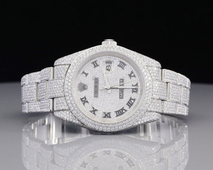 Venta al por mayor mejor calidad Lab Grown VVS Clarity Moissanite Diamond reloj automático de acero inoxidable banda de lujo de cuarzo por distribuidor - Product Image 1