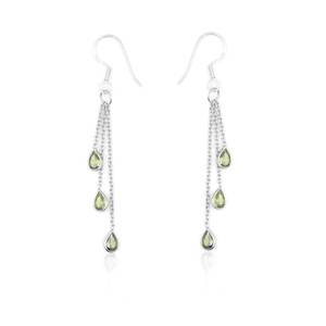 เพอริดอทธรรมชาติ925เงินสเตอร์ลิงต่างหูยาวสำหรับผู้หญิงเครื่องประดับงานแต่งและของขวัญพลอย - Product Image 1