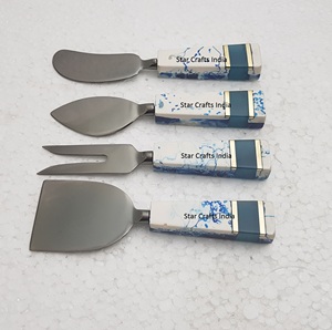 Overdraw Cheese Ustensiles bois et résine faits Poignée créative et acier inoxydable avec ensemble de couteaux à fromage plaqué argent Outils à fromage - Product Image 5
