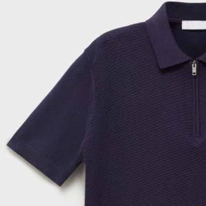 Polo d'été à demi-fermeture à glissière en coton grande taille pour hommes T-shirt en jersey respirant à manches courtes de couleur unie - Product Image 4