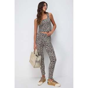 Leggings de sport pour femmes Mega Merchant 100% coton, taille XL, imprimé léopard, collants taille mi-haute, style décontracté et sportif, logo en toile, doux - Product Image 1