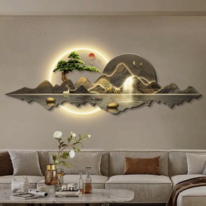 Reloj de pared, decoración de sala de estar, <span class=keywords><strong>pintura</strong></span>, nuevo fondo de sofá chino, <span class=keywords><strong>pintura</strong></span> colgante de pared, luz de <span class=keywords><strong>paisaje</strong></span> de lujo, <span class=keywords><strong>pintura</strong></span> LED - Product Image 4