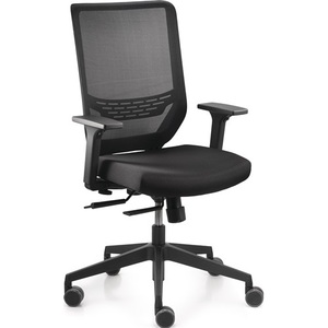 Trend Office Swivel Chair with <b>Mesh</b> Armrests Black 410-520mm Adjustable Width Height 110kg Load Capacity Synchronous Mechanism - Product Image 1