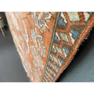 4x6.2 ft Vintage Rug, Rug, <b>Red</b> Polka dot Rug <b>Wool</b> - Product Image 3