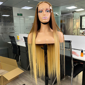 Lace Front <b>Long</b> <b>Wig</b> Natural Black Virgin Remy Hair with Bangs HD Transparent Cap 250% Density Vietnamese Hair Average Size - Product Image 5
