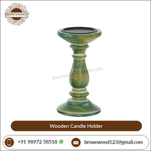 Portavelas de madera de mango decorativo para el hogar de diseño único de Color blanco quemado hecho a mano de primera calidad, juego de tres suministros al por mayor - Product Image 4