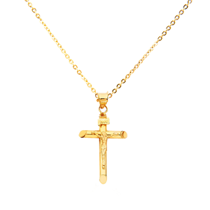 14k Yellow <b>Gold</b> Plated Children's Zircon INRI Catholic Christian <b>Crucifix</b> Cross <b>Pendant</b> Classic Designer Fashion Jewelry - Product Image 2