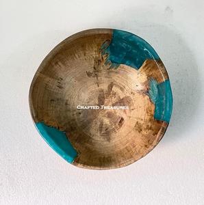 Fiestas Mesa de comedor Vajilla Tazón de resina de madera Buena calidad Fabricante hecho a mano Tazón de cena para servir comida Nuevo diseño - Product Image 3