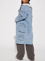 Vestes en jean tissé écologiques respirantes pour femmes, sur mesure, longues, réversibles, 100% coton, 340g, manches longues