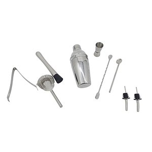 Elegant Stainless Steel Cocktail Shaker Barware <b>Set</b> for Mixing Cocktails, Mocktails and Drinks at Home - Product Image 1