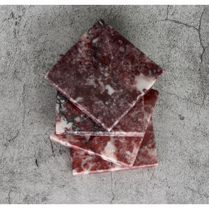 Antique Design Square Shape Decorative <b>Coasters</b> Natural <b>Pink</b> Marble <b>Coasters</b> Set of 4 Tableware <b>Coasters</b> in Low Price - Product Image 3