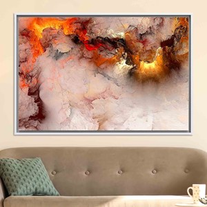 Toile imprimée : Art abstrait moderne avec des nuages et des couleurs vibrantes, TOILE ENCADRÉE BLANCHE - Product Image 1