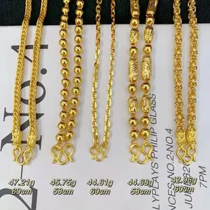 Factory Price Necklace Different Luxury Style Designs Yellow Color 24K Pure Gold Chain Necklace