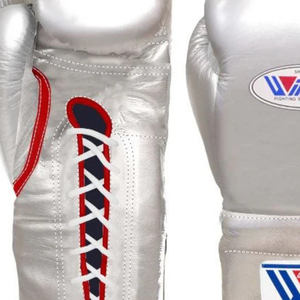 Gants de boxe à lacets Winning, argent et rouge, gants d'entraînement de boxe professionnels, gants de sparring en cuir véritable, faits à la main, pour la combat, 8oz, 10oz, 12oz - Product Image 3