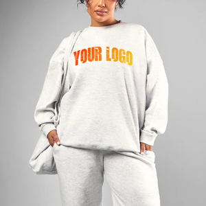 Sweat-shirt long surdimensionné pour femme, doux, respirant, écologique, en mélange de coton tricoté polaire chaud, confort décontracté, devant lisse - Product Image 1