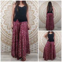 Vêtements de plage imprimés à la main Palazzo Pants Indian Sari Silk Women's Palazzo Pant