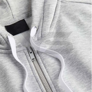 Sweat à capuche athlétique en coton de haute qualité pour hommes sweat-shirt de sport personnalisé brodé en polaire de couleur unie avec fermeture éclair hiver - Product Image 2