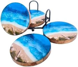 Amazing Wood <b>Epoxy</b> Dining <b>Table</b> Coaster High Quality Hand Beaded Work With Custom Floral Design Low Price Coaster for Christmas - Product Image 4