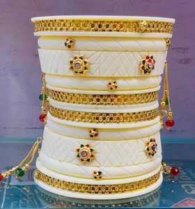 Ensemble de Chuda en résine rouge et blanche traditionnelle ensemble de Chuda de mariée en résine avec décoration de perles ensemble de Chuda en résine pour cadeau de mariage - Product Image 6