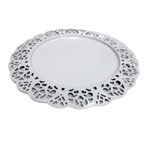 Vajilla de hierro plato redondo blanco Pc Color antiguo nuevo estilo bandeja de servicio para el hogar Cocina y Decoración de mesa - Product Image 1