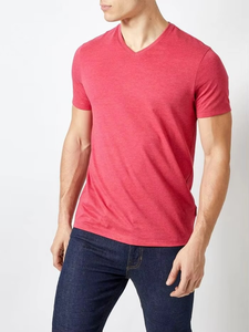 2019 cómodo 100% algodón cuello en V Slim Fit liso personalizado blanco camiseta hombres/verano hombres Casual camisetas - Product Image 4