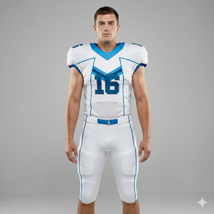 Uniformes de Fútbol Americano Cortos Transpirables Personalizados de Alta Calidad, Poliéster Grueso, Números Bordados, Diseño Sublimado - Product Image 1
