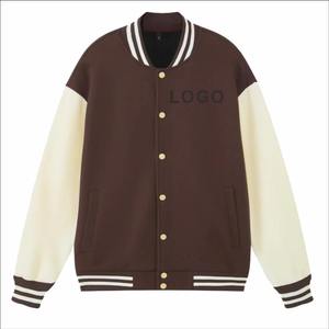 Veste universitaire de couleur unie de qualité supérieure pour hommes, uniforme de baseball ample à la mode, veste bombardier en toile imperméable et coupe-vent, veste décontractée - Product Image 5