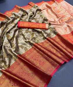 <b>Organza</b> Lace Saree with Flower Blouse Design - Product Image 2