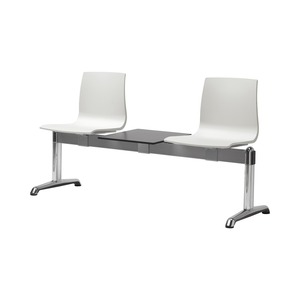 2-Seat Waiting <b>Bench</b> with Side Shelf, Fire-Retardant Polymer Shells, Polished Aluminium Frame, <b>Indoor</b> - Product Image 1