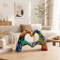 Ornement artistique créatif en résine, motif geste d'amour graffiti, pour la décoration de la maison, du salon, du bureau ou du bureau, cadeau de la Saint-Valentin