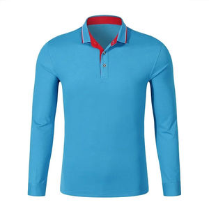 Chemises polo en coton à manches longues pour hommes, vente en gros, chemises polo sur mesure pour hommes, chemises polo pour hommes de couleur contrastée de style urbain - Product Image 2