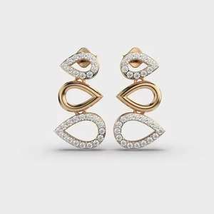 Elegant 10K 14K 18K Solid Gold <b>Huggie</b> Earrings with Moissanite Drop Hoop Studs 925 <b>Sterling</b> <b>Silver</b> Luxury Jewelry - Product Image 2