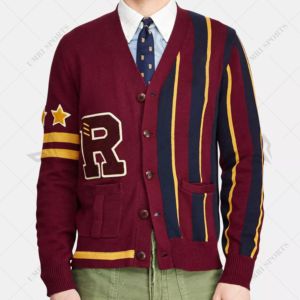 Pull universitaire personnalisé pour homme, en acrylique uni, tricoté, cardigan, broderie de lettres en chenille, logo de l'école, pull - Product Image 2