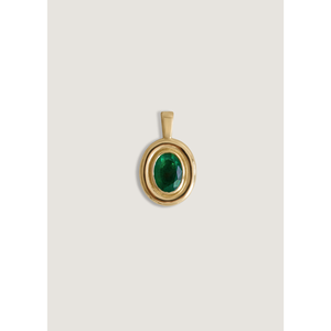 Collar con Colgante Jardin Emerald, Forma Ovalada, Chapado en Oro Rodio, Aleación de Zinc, Diamante, Ópalo, Jade, Turquesa, Motivo Religioso Islámico, Regalo - Product Image 2