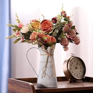 Vase en métal vintage au design luxueux personnalisable, seau à fleurs rustique, décoration de table, fleurs rustiques vintage - Product Image 6