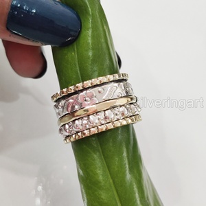 Anneau de méditation Spinner Band Bague de pouce pour femme en argent sterling 925 Fidget Bijoux faits à la main Anxiété de Noël Bague Spinner pour homme - Product Image 3