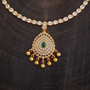 Rose Gold & Platinum Inlay Temple <b>Necklace</b> with Figaro Chain for Wedding Engagement & Gift Occasions - Product Image 5