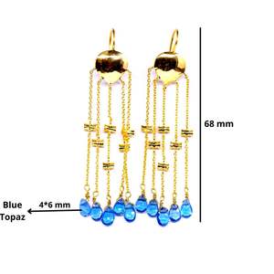 Colgante 14K oro azul Topacio piedra preciosa atractivo clásico moda fiesta desgaste mujeres colgante cadena pendientes - Product Image 2