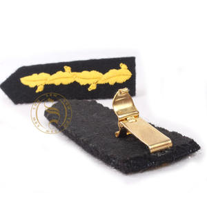 Insignia de cuello de alta calidad hecha a mano oro francés lingotes alambre Gorget parche cosido bordado fieltro PVC para ropa de uniforme - Product Image 2