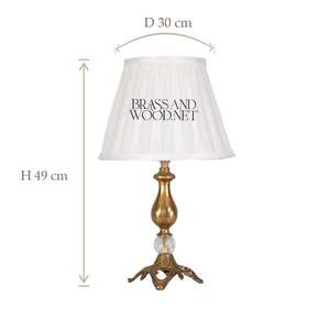 Antique brass <b>table</b> <b>lamp</b> with curved decorative base <b>crystal</b> accent and classic fabric shade for luxury interiors - Product Image 3