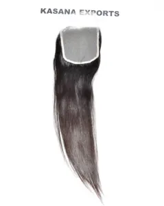 스트레이트 5*5 클로저 인도 버진 화학 처리 없음 자연 색 머리카락 검은 사람의 머리카락