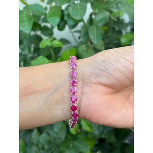 925 Silver Oval <b>Ruby</b> Tennis <b>Bracelet</b> Fashionable and Elegant Jewelry Accessory - Product Image 2
